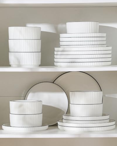 MALACASA Porcelain 24 Pieces Plates and Bowls Set, Dinnerware Set for 8 - Image 7