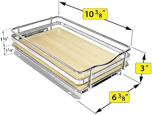 LYNK PROFESSIONAL® Élite™ Pull Out Spice Organization for Cabinets - 6-3/8 inch Wide – Spice Rack for Inside Cabinets – Wood/Chrome - Sliding Spice Rack Organizer for cabinet – Spice Rack - 1 Tier - Image 5