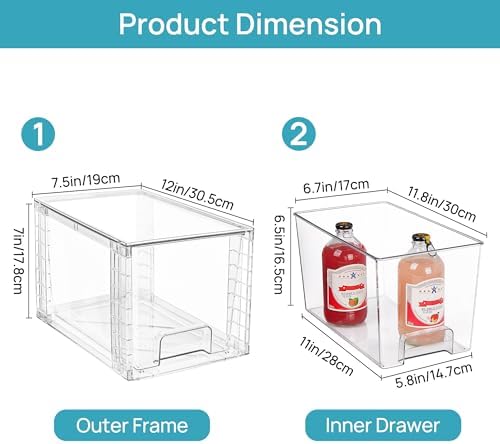 Vtopmart 4 Pack Stackable Clear Pantry Storage Drawers, Large - Image 2