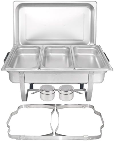 TigerChef Chafing Dish Buffet Set - Chaffing Dishes Stainless Steel - Chafer and Buffet Warmer Set with Steam Pans and Folding Frame - Food Warmers for Parties Buffets (1, 3 Third Inserts) by TigerChef