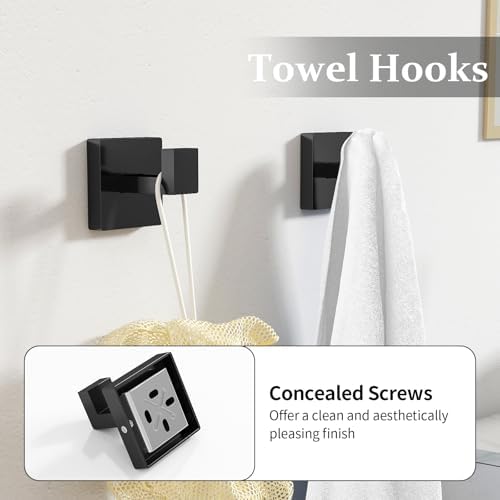 STWWO 10-Piece Matte Black Bathroom Hardware Accessories Set - Image 4
