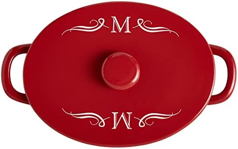 Let's Make Memories Personalized Oval Stoneware Casserole Dish - Initial - Red by LetsMakeMemories