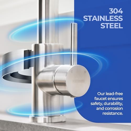 WEWE Pull-Down Kitchen Faucet, Pot Filler, Brushed Nickel, Bar Sinks - Image 5