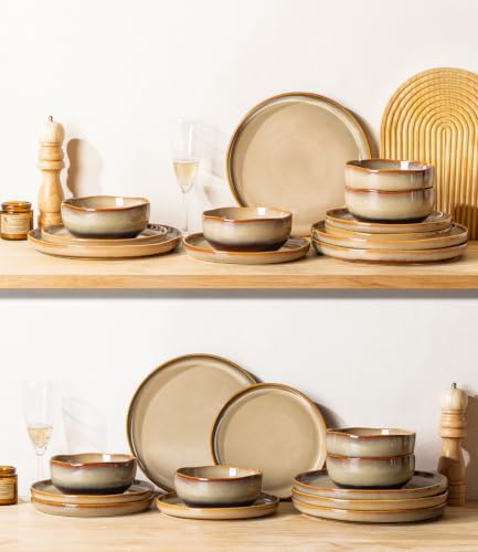 TheTerra Ceramic Dinnerware Set for 6, 18-Piece Plates and Bowls Set - Image 7