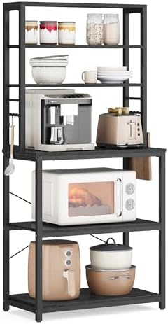 VASAGLE Coffee Bar, 23.6 Inches 6-Tier Baker's Rack with 6 Hooks by VASAGLEbySONGMICSHOME