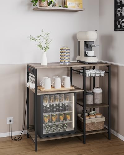 VASAGLE Kitchen Baker’s Rack, Steel Frame, Wire Basket, 6 Hooks - Image 4