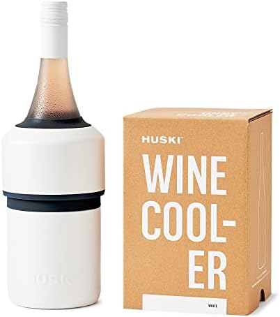 Huski Wine Chiller | Award Winning Iceless Design | Keeps Wine Cold up to 6 Hours | Wine Accessory | Next Generation Ice Bucket | Fits Some Champagne Bottles | Perfect Gift for Wine Lovers (White) by Huski