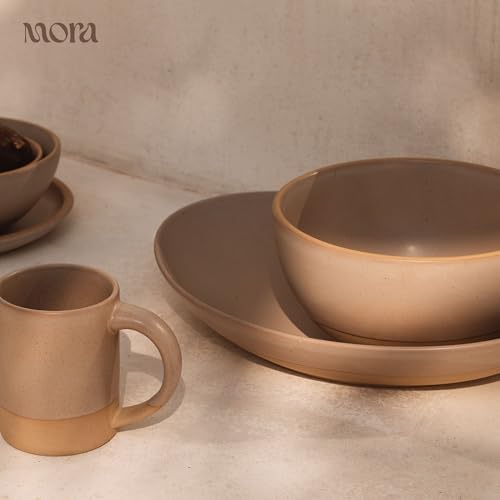 MORA Mega and Giant Serving Dishes Set of 2, 16 inch and 14 inch Ceramic Pottery Oval Platters - Microwave, Oven and Dishwasher Safe - Thyme & Mushroom - Image 5