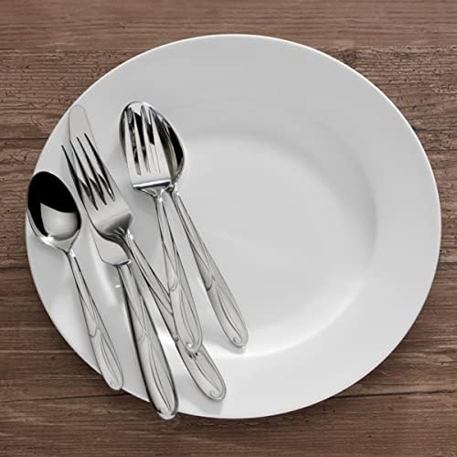 Mikasa Cocoa Blossom 65-Piece Flatware Set, Service for 12, 18/10 Stainless Steel Silverware with Teardrop Handles, Dishwasher Safe - Image 6