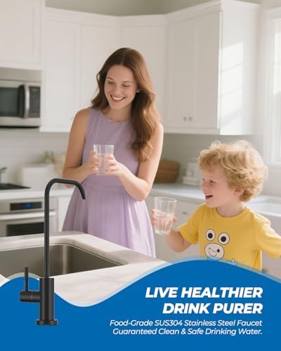 WEWE Drinking Water Faucet for RO System, 7-Shape, Non-Air Gap, Matte Black - Image 3