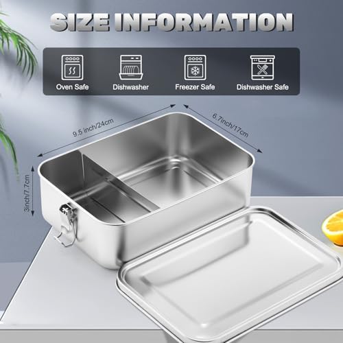 Umigy Stainless Steel Food Containers, 2400ml, Divided, 1 Pcs - Image 2