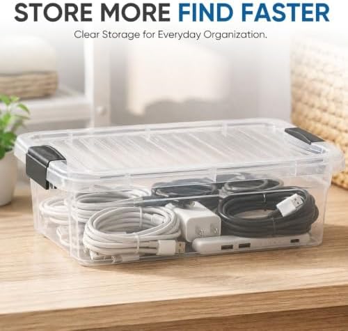 Superio Clear Plastic Storage Bins with Lid, 4.5 Quart Box, Organizing Containers, Stackable Plastic Tote for Home, Garage, Dorm, School, and Office - Image 3