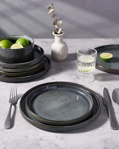 famiware Star 10/8 inches Dinner Plates Set for 6, Deep Forest - Image 7