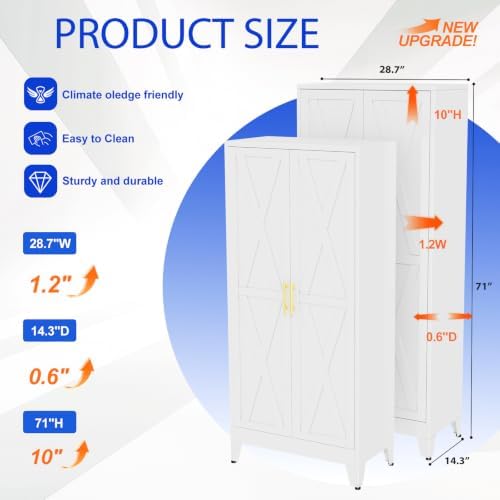 GAIOUS 71" Tall Kitchen Pantry Cabinet,Metal Storage Cabinet White Cupboard - Image 2