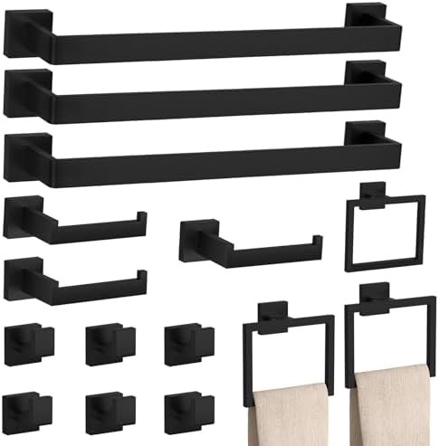 15-Piece Matte Black Bathroom Accessories Set 23.6 Inch Towel Bar Set. by PNWNNHInc