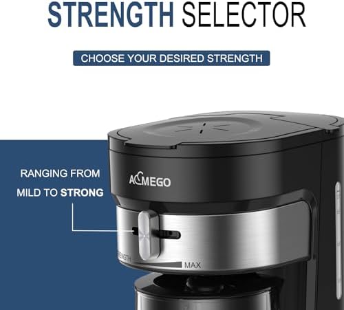 AEMEGO Iced Tea Maker, Brewing System with 2.5-quart Glass Pitcher, sliding strength selector, Stainless Steel Decoration, Reusable Filter (Black) - Image 4