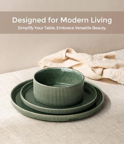 GBHOME Stoneware Dinnerware Sets for 6,18-Piece Plates and Bowls Set - Image 3