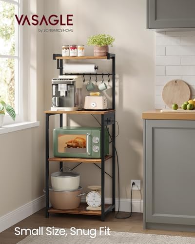 VASAGLE 4-Tier Kitchen Bakers Rack with Power Outlet, 17.7-Inch Wide - Image 3