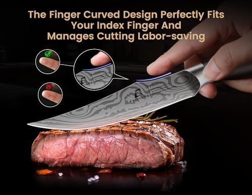 CoquusAid Steak Knives Set of 8 with Block Built-in Sharpener, 4.8 Inch - Image 4
