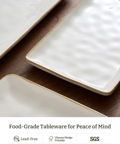 Famiware Serving Platters Set of 3 Sizes - Rectangular, Vanilla White - Image 5