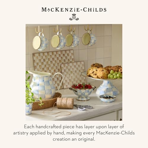 MACKENZIE-CHILDS Pedestal Platter, Small, Light-Blue-and-White Sky Check - Image 6