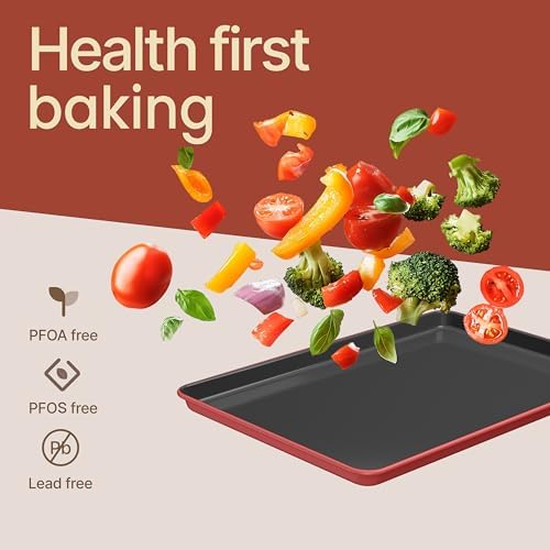 Bakken 8-Piece Ceramic Coated Bakeware Sets, Nonstick Aluminized Steel Pans with Muffin, Loaf, Cake, Roasting Pan, & Cooling Rack, Oven Safe Up To 500°F, Dishwasher Safe, BPA, PTFE & PFAS Free, Pink - Image 7