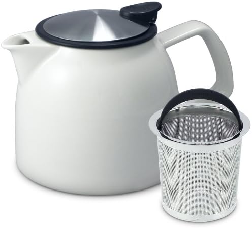 FORLIFE Bell Ceramic Teapot with Basket Infuser, 26-Ounce/770ml, White by Unknown
