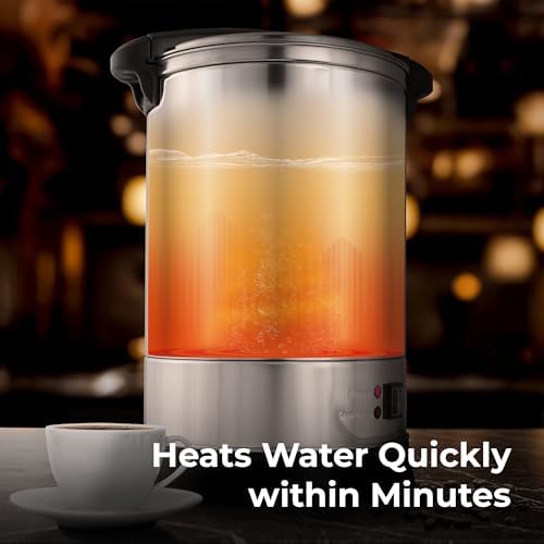 Zulay Kitchen 50 Cup Coffee Urn Commercial Coffee Maker, Hot Water Urn - Large Coffee Maker With Double-Wall Stainless Steel, Quick Brew, Stays Hot for Tea & Beverage at Events & Catering - Silver - Image 3