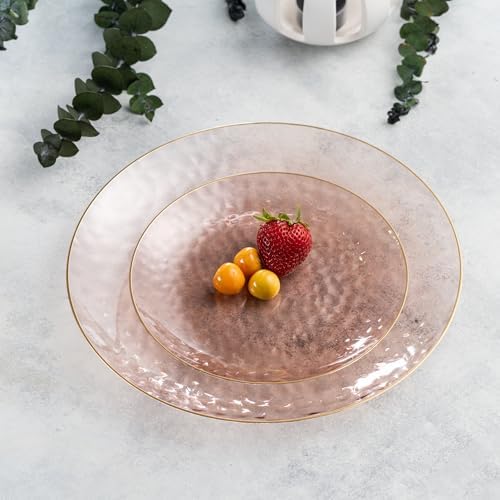 PLASTICPRO 32 Piece Combo Plates Set includes 16-7'' inch Plates & 16-10'' inch Dishes Rose Hammered Plastic PartyPlates Premium heavyweight Elegant, Disposable, Tableware, Dishes, - Image 4