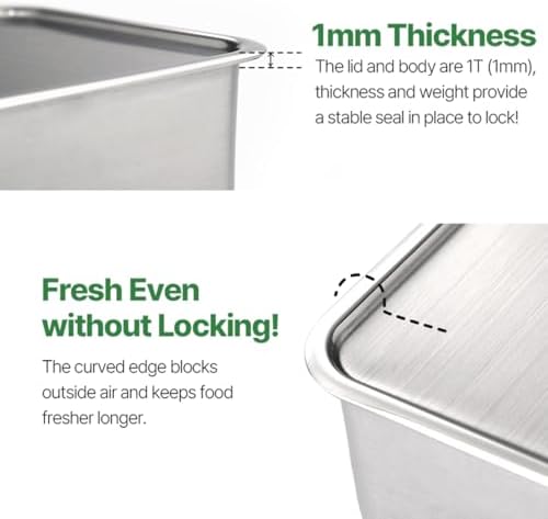 CuBE Low 3PCS Set Stainless Steel Food Storage Containers With Lids and 3 Net Kitchen Appliances Dishwasher Safe Premium South Korea - Image 5