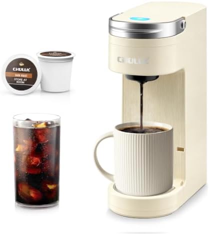 CHULUX Compact Single Cup Coffee Maker for K Cup Pod, Auto Shut-Off, Cream by CHULUX