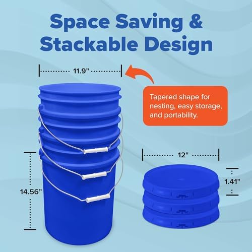 ePackageSupply 5 Gallon Bucket - Food Grade Bucket with Airtight Gasketed Tear Strip Lid, BPA-Free, Heavy-Duty 90 Mil HDPE Plastic Pail, Bulk Storage, Durable Container, Made in USA - Blue, 1 Pack - Image 2