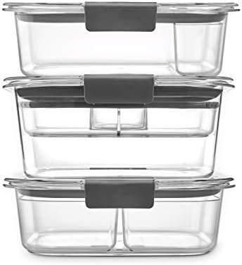 Rubbermaid Brilliance BPA-Free 3 Set Food Storage Containers with Lids, Removable Trays, Airtight, Leak-Proof, Ideal for Meal Prep, Lunch, and Leftovers - Image 2