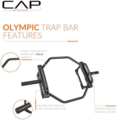 CAP Olympic Trap & Shrug Bar with Elevated Grip, 500-Lb Capacity - Image 3