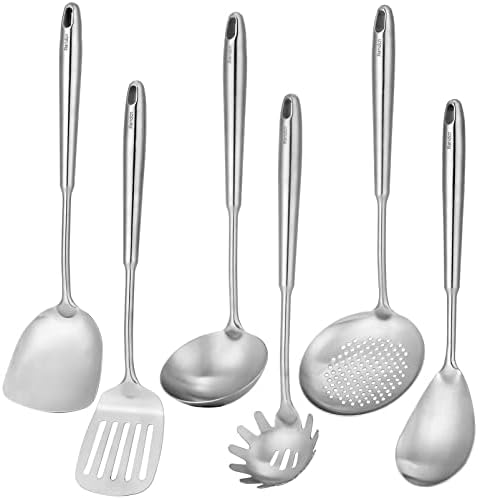 6 PCS All Metal Cooking Utensils Set - 18/10 Stainless Steel Kitchen Tools by Standcn