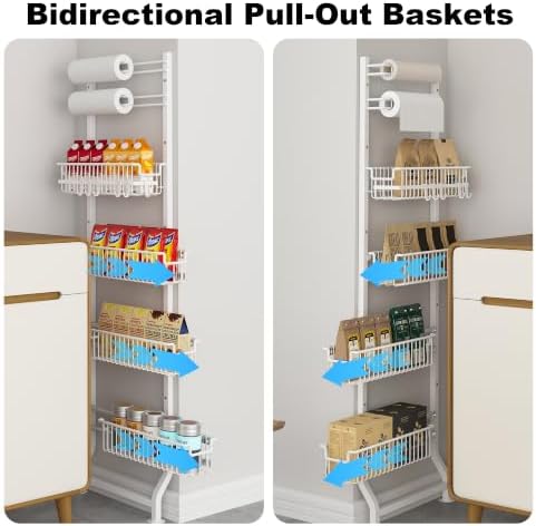 BUKFEN 6-Tier Slim Corner Shelf, Spice Rack Narrow Storage Next to Fridge - Image 4