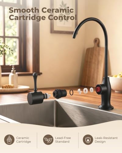 WEWE Drinking Water Faucet with Vintage Design, Non-Air Gap, Matte Black - Image 5