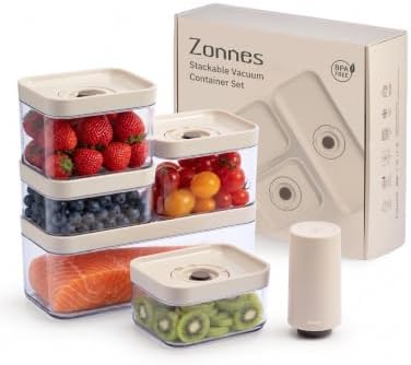 5pcs Vacuum Containers for Food Storage with Compact Vacuum Sealer by Unknown
