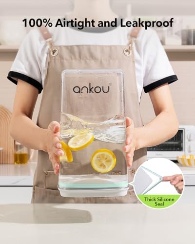 Ankou Airtight Food Storage Container with Pop Lid & 130ml Scoop, 4L/4.2qt *2 BPA-Free Cereal, Rice, Flour, Pasta & Snack Container, Stackable & Durable,Kitchen Pantry Organizer - Image 3