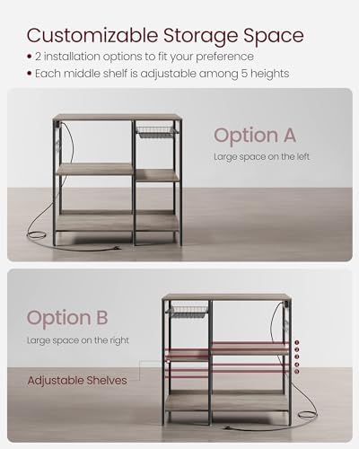VASAGLE Kitchen Baker’s Rack, Steel Frame, Wire Basket, 6 Hooks - Image 6
