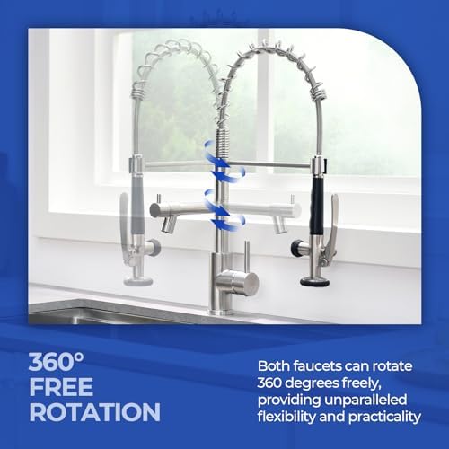WEWE Pull-Down Kitchen Faucet, Pot Filler, Brushed Nickel, Bar Sinks - Image 4