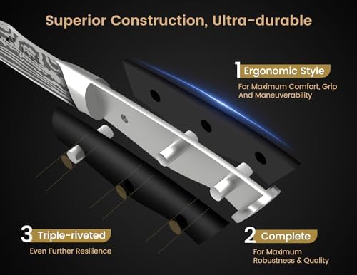 CoquusAid Steak Knives Set of 8 with Block Built-in Sharpener, 4.8 Inch - Image 5