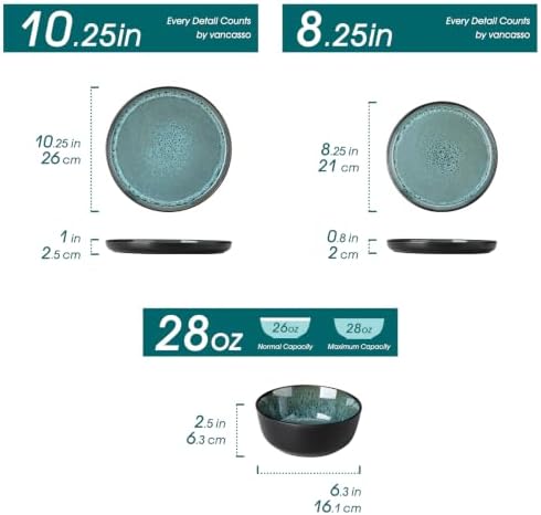 vancasso 18-Piece Gray Green Stoneware Plates and Bowls Set for 6 - Image 2