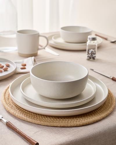 Famiware Milkyway 16-Piece Dinnerware Set with Mugs, Matte Beige White - Image 4