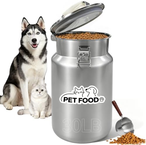 Newget 30 lb Stainless Steel Airtight Dog Food Storage Container with Scoop by Newget
