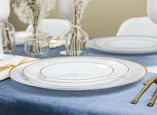 PLASTICPRO 32 Piece Combo Plates Set includes 16-7'' inch Plate & 16-10'' inch Plates White transparent Hammered Plastic Party Plate Premium heavyweight Elegant, Disposable, Tableware, Dishes, - Image 6