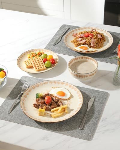 Sweejar Dinnerware Sets Service for 4, 12 pcs Porcelain Plates and Bowls for Kitchen, Housewaring Gift, Chip and Scratch Resistant Dish Set, Handmade Dishwasher and Microwave Safe Plate Set, Bohemian - Image 3