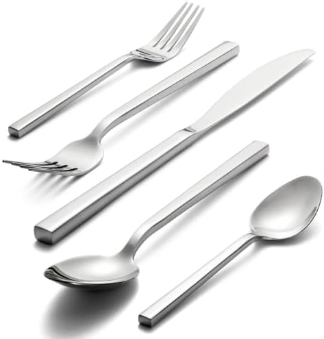 Alata Cube 20-Piece Forged Stainless Steel Mirror Flatware Set for 4 by Alata