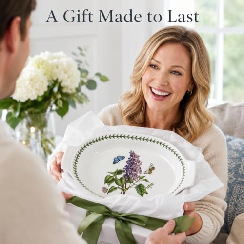 Portmeirion Botanic Garden 12.5" Oval Gratin Dish, Lilac Motif - Durable Porcelain, Oven to Table Serveware, Dishwasher Safe - Functional Bakeware & Roaster - Image 6