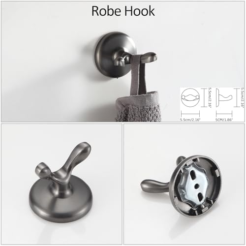 BGL Bathroom Hardware Set Grey Electroplating 4-Piece Bathroom Accessories Set Wall Mounted Adjustable Towel Bar Robe Hook Toilet Paper Holder Towel Ring Glossy Grey - Image 6